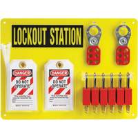 Lockout Board with Keyed Different Nylon Safety Lockout Padlocks, Plastic Padlocks, 6 Padlock Capacity, Padlocks Included Quali-T-Solutions