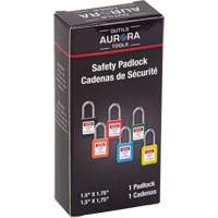 Verrouillage pour les consignations, Cadenas de s&eacute;curit&eacute;, Cl&eacute;s diff&eacute;rentes, Thermoplastique, Largeur de 1-1/2" Quali-T-Solutions