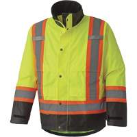 5401 300D Trilobal Ripstop Waterproof Safety Jacket, Polyester, Black/High Visibility Lime-Yellow, X-Small Quali-T-Solutions