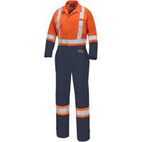5514WBB Women's 2-Tone Safety Coveralls, X-Small, High Visibility Orange/Navy Blue Quali-T-Solutions