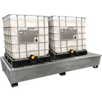 Ultra-Twin IBC Spill Pallet en acier, Capacit&eacute; de d&eacute;versement 370 gal. US, 103,8" x 26,8" x 51,1" Quali-T-Solutions