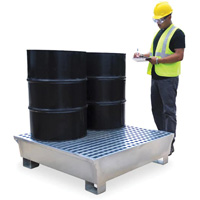 Ultra-Spill Pallet en acier, 4 barils, Capacit&eacute; de d&eacute;versement 68 gal. US, 49,1" x 47,1" x 10,9" Quali-T-Solutions