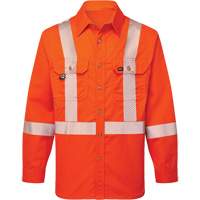 Chemise de travail FR ray&eacute;e et segment&eacute;e Ultrasoft, Petit, Orange Quali-T-Solutions