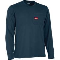 T-shirt &agrave; manches longues avec poches Gridiron, Hommes, Petit, Bleu Quali-T-Solutions