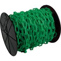Chaîne de s&eacute;curit&eacute; en plastique robuste, Vert, Maillon de 2", 100' de long Quali-T-Solutions