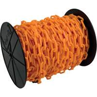 Chaîne de s&eacute;curit&eacute; en plastique robuste, Orange, Maillon de 2", 100' de long Quali-T-Solutions