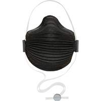 Masques jetables AirWave s&eacute;rie M noirs avec SmartStrap et embout nasal, N95, Certifi&eacute; NIOSH, Moyen/grand Quali-T-Solutions