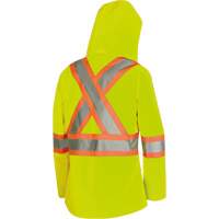 5628W The Rock Women's 300D  Quilted Safety Parka, Polyester/Polyurethane, High Visibility Lime-Yellow, X-Small Quali-T-Solutions