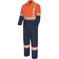 5514BBT 2-Tone Safety Coveralls with Zipper Closure, 40 (Tall), High Visibility Orange/Navy Blue Quali-T-Solutions