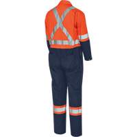 5514BBT 2-Tone Safety Coveralls with Zipper Closure, 40 (Tall), High Visibility Orange/Navy Blue Quali-T-Solutions