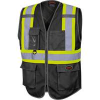 6959BK Veste de s&eacute;curit&eacute; haute visibilit&eacute; en tricot chaîne avec fermeture &agrave; glissi&egrave;re, Noir, T-petit, Polyester Quali-T-Solutions