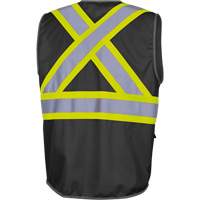6959BK Veste de s&eacute;curit&eacute; haute visibilit&eacute; en tricot chaîne avec fermeture &agrave; glissi&egrave;re, Noir, T-petit, Polyester Quali-T-Solutions