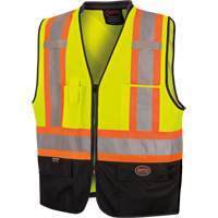 6895 Veste de s&eacute;curit&eacute; haute visibilit&eacute; bicolore avec fermeture &agrave; glissi&egrave;re sur tout le devant, Noir/Jaune lime haute visibilit&eacute;, 2T-Grand/3T-Grand, Polyester Quali-T-Solutions