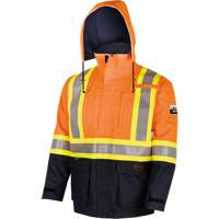 4484 Manteau de s&eacute;curit&eacute; Defender antistatique/ignifuge/anti-arc &eacute;lectrique en trilamin&eacute;, Petit, Noir/Orange haute visibilit&eacute;, 11 cal/cm² Quali-T-Solutions