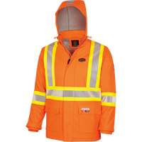 5884 Manteau imperm&eacute;able ignifuge et r&eacute;sistant aux arcs &eacute;lectriques avec capuchon Flash-Gard, Petit, Orange haute visibilit&eacute;, 51 cal/cm² Quali-T-Solutions