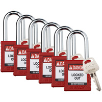 Velocity Lockout Padlocks, Red, Keyed Different, Nylon, 1-1/2" Width Quali-T-Solutions