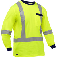 Chemise &agrave; manches longues et X au dos Bisley, Poly-coton, Petit, Jaune lime haute visibilit&eacute; Quali-T-Solutions