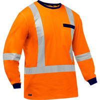 Chemise &agrave; manches longues et X au dos Bisley, Poly-coton, Petit, Orange haute visibilit&eacute; Quali-T-Solutions