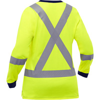Chemise &agrave; manches longues et X au dos Bisley pour femmes, Poly-coton, Petit, Jaune lime haute visibilit&eacute; Quali-T-Solutions