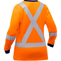 Chemise &agrave; manches longues et X au dos Bisley pour femmes, Poly-coton, Petit, Orange haute visibilit&eacute; Quali-T-Solutions