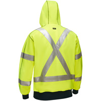 Coton ouat&eacute; doubl&eacute; de sherpa avec capuchon &agrave; fermeture &eacute;clair compl&egrave;te et X au dos Bisley, Petit, Jaune lime haute visibilit&eacute; Quali-T-Solutions
