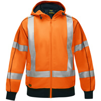 Coton ouat&eacute; doubl&eacute; de sherpa avec capuchon &agrave; fermeture &eacute;clair compl&egrave;te et X au dos Bisley, Petit, Orange haute visibilit&eacute; Quali-T-Solutions