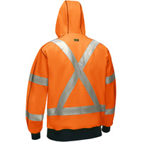 Coton ouat&eacute; doubl&eacute; de sherpa avec capuchon &agrave; fermeture &eacute;clair compl&egrave;te et X au dos Bisley, Petit, Orange haute visibilit&eacute; Quali-T-Solutions