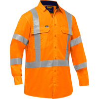 Chemise de travail &agrave; manches longues et X au dos Bisley avec X-Airflow, Poly-coton, Petit, Orange haute visibilit&eacute; Quali-T-Solutions