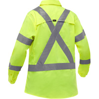 Chemise de travail &agrave; manches longues et X au dos Bisley avec X-Airflow pour femmes, Poly-coton, Petit, Jaune lime haute visibilit&eacute; Quali-T-Solutions