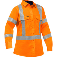 Chemise de travail &agrave; manches longues et X au dos Bisley avec X-Airflow pour femmes, Poly-coton, Petit, Orange haute visibilit&eacute; Quali-T-Solutions