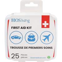 Trousse de premiers soins pour la maison et le voyage de 25 morceaux, Boîte en plastique Quali-T-Solutions
