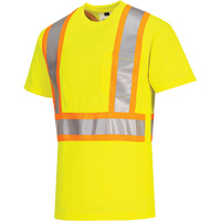 T-shirt de s&eacute;curit&eacute; &agrave; bandes contrastantes, Polyester, Petit, Jaune lime haute visibilit&eacute; Quali-T-Solutions