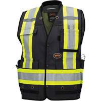 6679 High-Visibility Antimicrobial Mesh-Back Surveyor Vest, Black, Small, Polyester Quali-T-Solutions