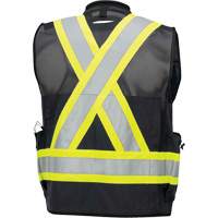 6679 High-Visibility Antimicrobial Mesh-Back Surveyor Vest, Black, Small, Polyester Quali-T-Solutions