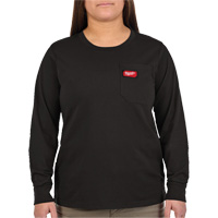 GRIDIRON Long Sleeve Pocket T-Shirt, Women's, X-Small, Black Quali-T-Solutions