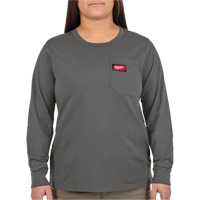 GRIDIRON Long Sleeve Pocket T-Shirt, Women's, X-Small, Grey Quali-T-Solutions