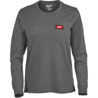 GRIDIRON Long Sleeve Pocket T-Shirt, Women's, X-Small, Grey Quali-T-Solutions