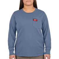 GRIDIRON Long Sleeve Pocket T-Shirt, Women's, X-Small, Blue Quali-T-Solutions