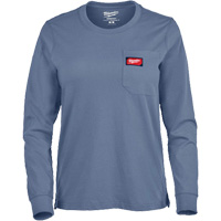 GRIDIRON Long Sleeve Pocket T-Shirt, Women's, X-Small, Blue Quali-T-Solutions
