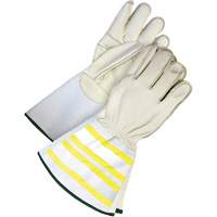 Gants utilitaires haute visibilit&eacute; avec manchette de 6,25", Petit, Paume en Cuir fleur de vache Quali-T-Solutions