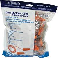 SEALTEC33 Orange Tapered PU Foam Disposable Earplugs, Bulk - Polybag, Corded Quali-T-Solutions