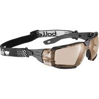 Lunettes de s&eacute;curit&eacute; RUSH+ 2.0 XP avec monture noire et grise, M/G, Lentille Cuivre, Antibu&eacute;e/Anti-&eacute;gratignures, ANSI Z87+ Quali-T-Solutions
