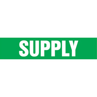 "Supply" Pipe Markers, Self-Adhesive, 4" H x 24" W, White on Green Quali-T-Solutions