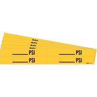 Marqueurs de tuyau avec espace vierge suivi de PSI, Autocollant, 1-1/8" h x 7" la, Noir sur jaune Quali-T-Solutions