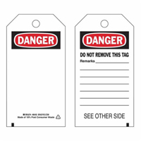 Self-Laminating Safety Tags, Polyester, 3" W x 5-3/4" H, English Quali-T-Solutions