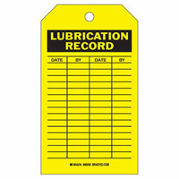 &eacute;tiquettes registres de lubrifications, Polyester, 4" la x 7" h, Anglais Quali-T-Solutions