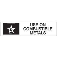 "D: Use on Combustible Metals" Fire Extinguisher Label Quali-T-Solutions
