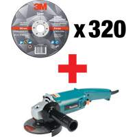Silver Grinding Wheel & Angle Grinder Kit, 5" x 1/4", 7/8" Arbor, Ceramic, Type 27 Quali-T-Solutions