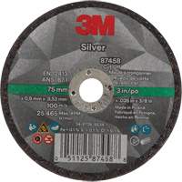 Silver Cut-Off Wheel, 3" x 0.04", 3/8"-24 Arbor, Type 1, Ceramic, 25645 RPM Quali-T-Solutions