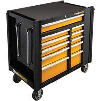 Chariot &agrave; outils &eacute;lectrique, 11 tiroirs, 42-1/2" la x 24-7/16" p x 41" h, Noir/Orange Quali-T-Solutions